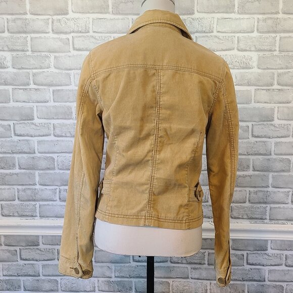 Vintage Y2K Corduroy Jacket Tan Made in Hong Kong Pockets Retro Distressed L - Picture 4 of 9